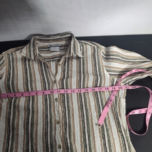 Columbia Striped Cotton Rouched Long Sleeve Button up shirt, women's XL - Picture 7 of 7